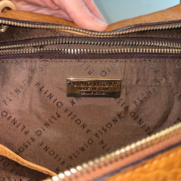 Plinio Visona Caramel Leather Shoulder Bag - Picture 8 of 8
